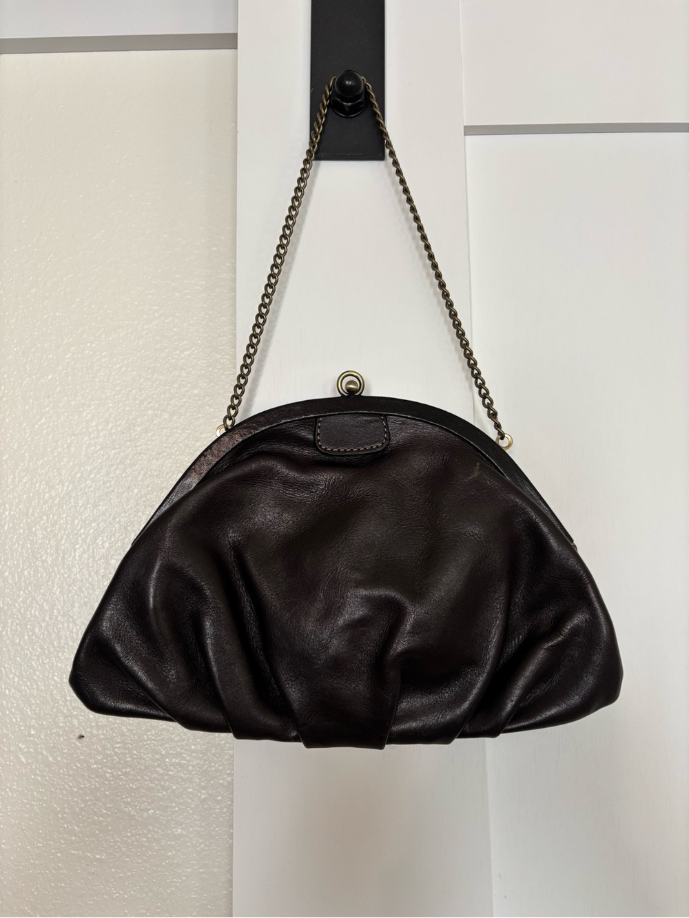 Fossil Dark Brown Leather Clutch with Chain Strap - Picture 2 of 4